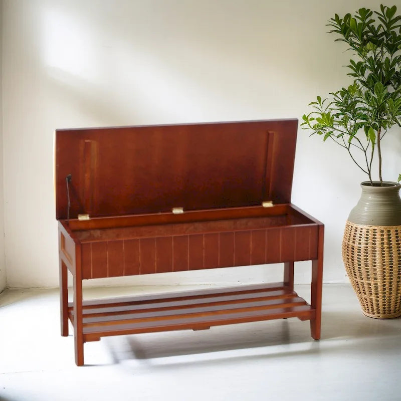 Solid Wood Shoe Bench with Storage