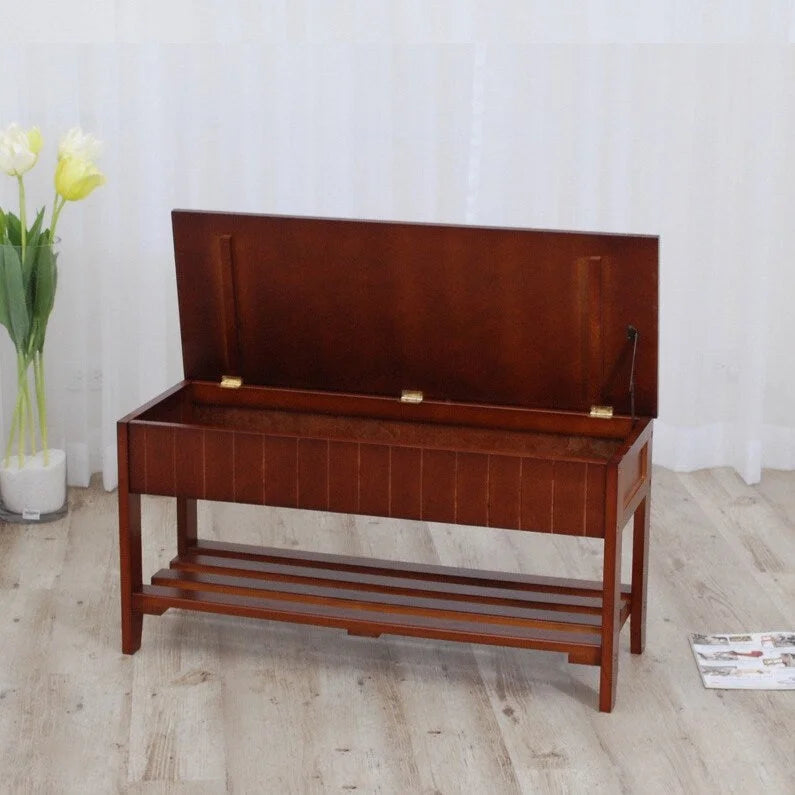 Solid Wood Shoe Bench with Storage