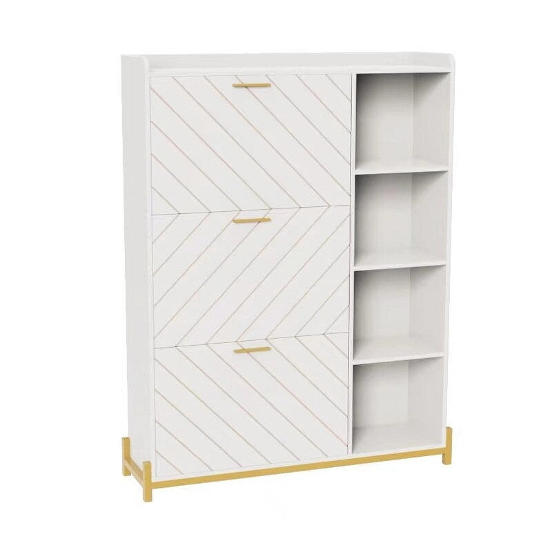 Shoe Cabinet with 3 Flip Drawers & Open Shelves,Modern Entryway Shoe Storage Cabinet Slim, Narrow Hidden Shoe Rack