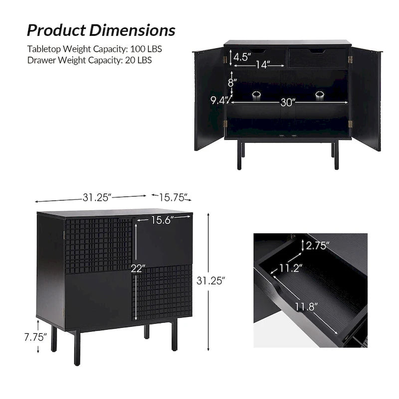 Arnold Modern 30Tall 2 Door Accent Cabinet with Metal Leg by HULALA HOME