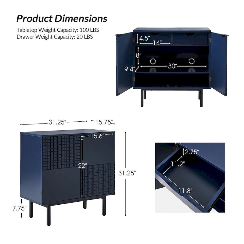 Arnold Modern 30Tall 2 Door Accent Cabinet with Metal Leg by HULALA HOME