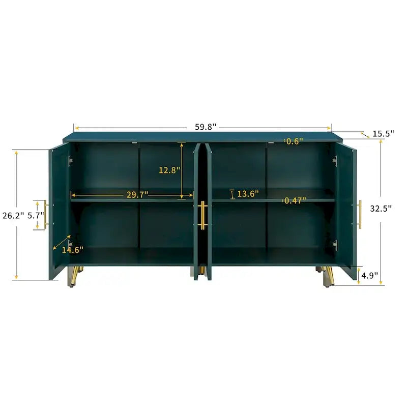 Sideboard Storage Cabinet & Adjustable Shelves for Living Room Bedroom