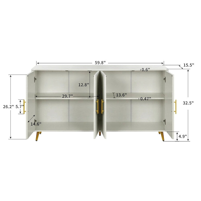 Sideboard Storage Cabinet & Adjustable Shelves for Living Room Bedroom