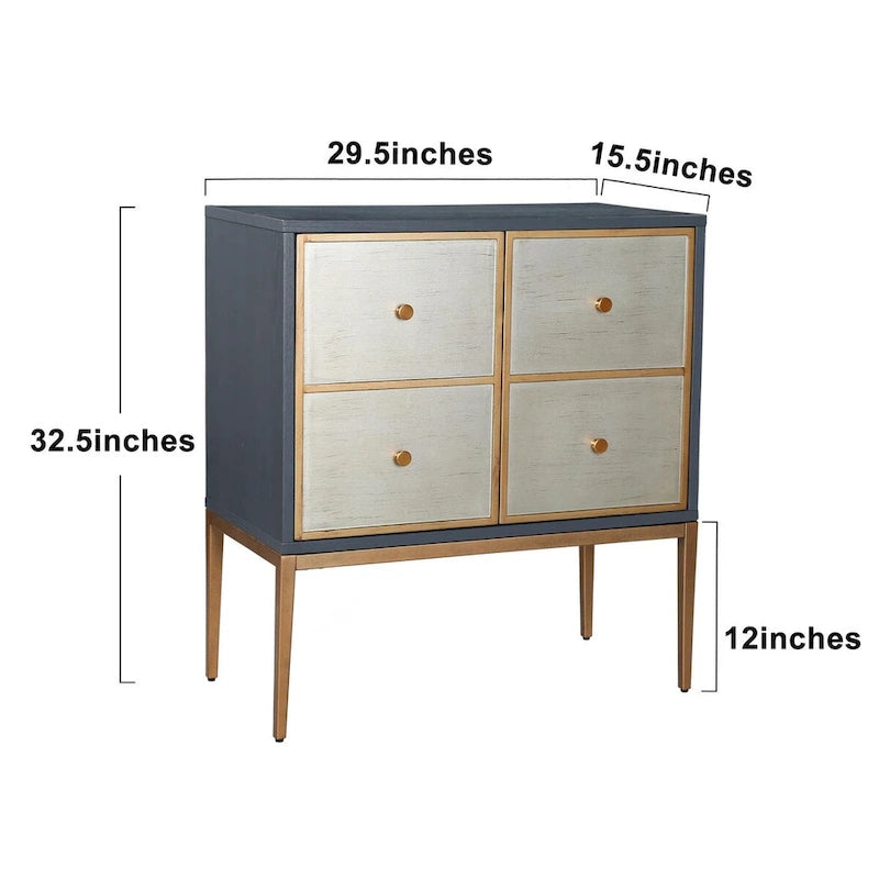 Delcey Mid-century Modern 2-Door Accent Cabinet Sideboard Brushed Brass Storage Shelf for Living/ Dining Room