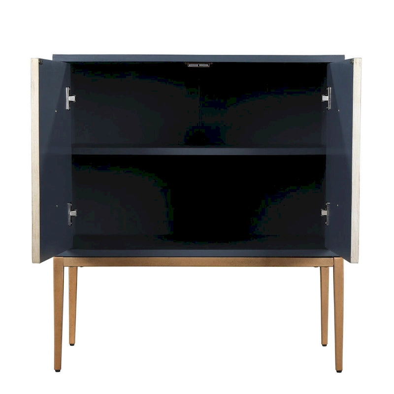 Delcey Mid-century Modern 2-Door Accent Cabinet Sideboard Brushed Brass Storage Shelf for Living/ Dining Room