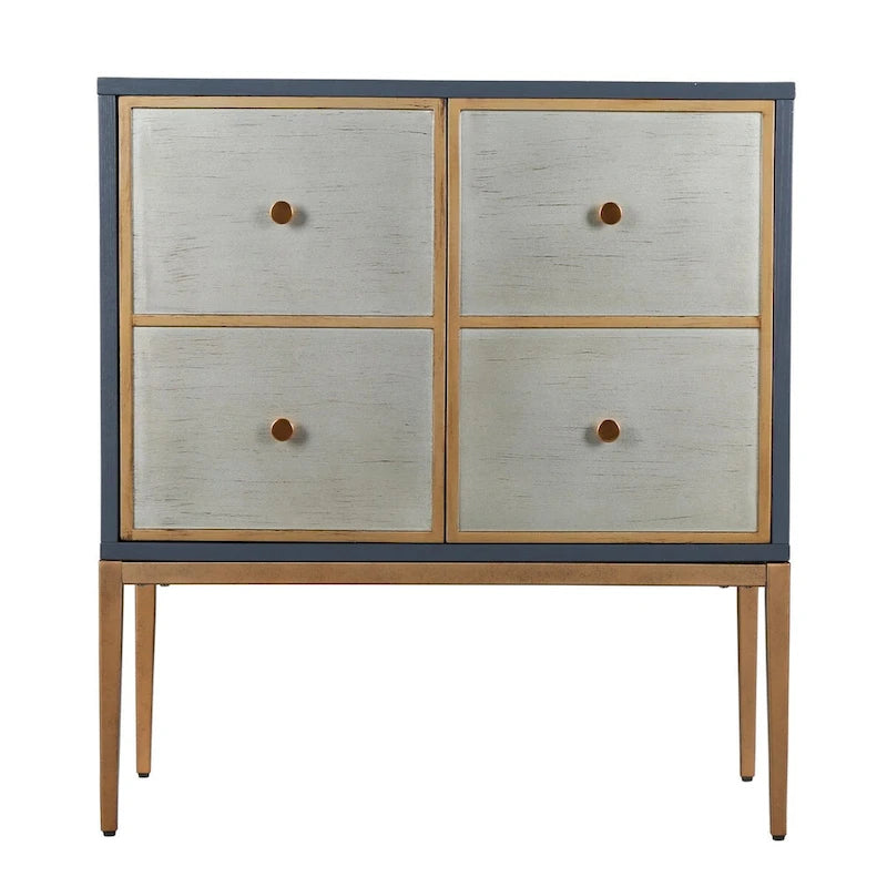 Delcey Mid-century Modern 2-Door Accent Cabinet Sideboard Brushed Brass Storage Shelf for Living/ Dining Room