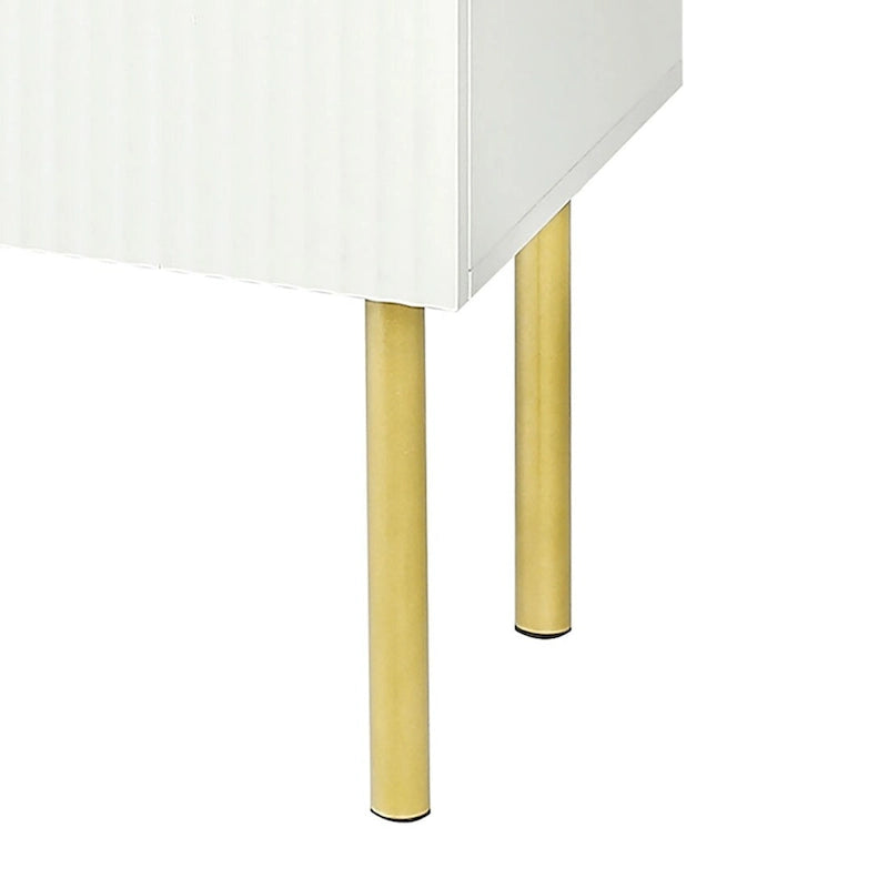 Modern Minimalist Horizontal Sideboard with Gold Metal Legs and Handles