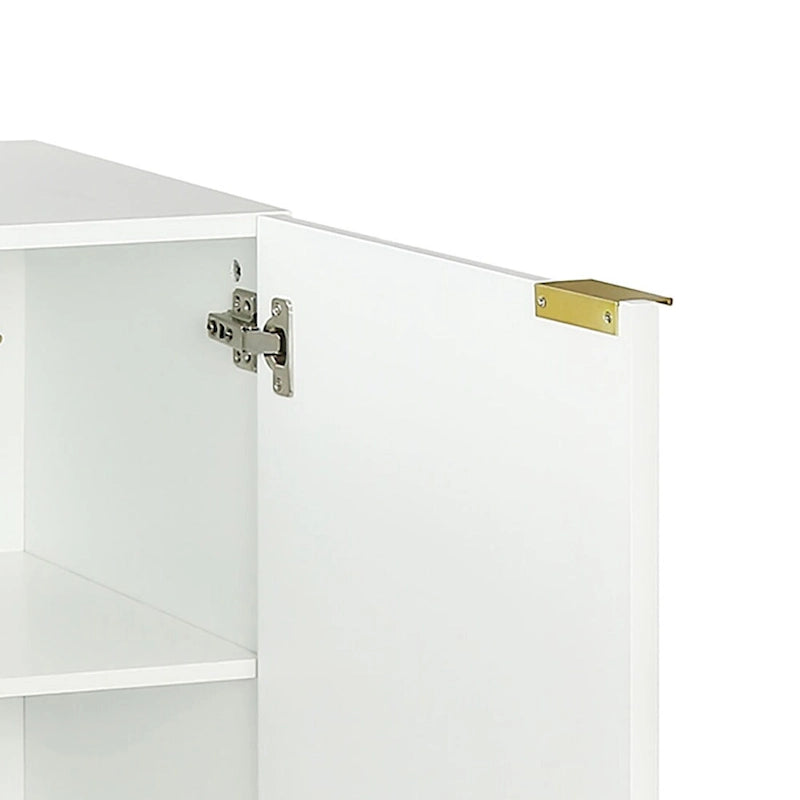 Modern Minimalist Horizontal Sideboard with Gold Metal Legs and Handles