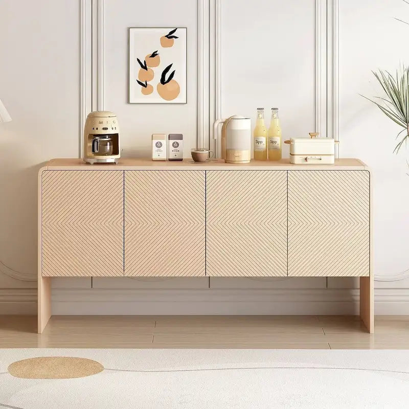 60 Large Storage Cabinet Minimalist Space with 4 Doors Buffet/Sideboard