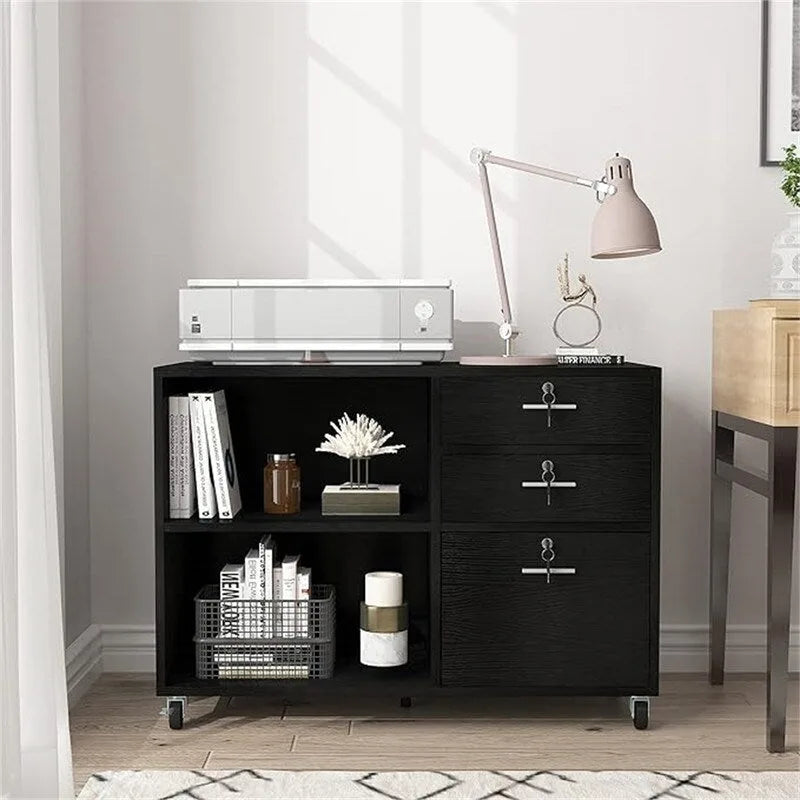 Wood File Cabinet 3 Drawer - 15.6D x 35W x 25.6H