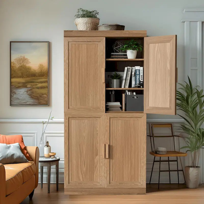 Storage Cabinet with Double Doors and Shelves 31