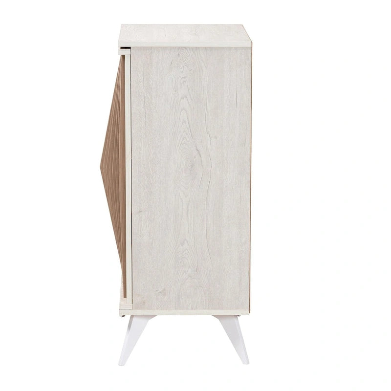 Simona Mid-Century Modern Transitional Light Grey and Brown Wood 2-Door Storage Cabinet