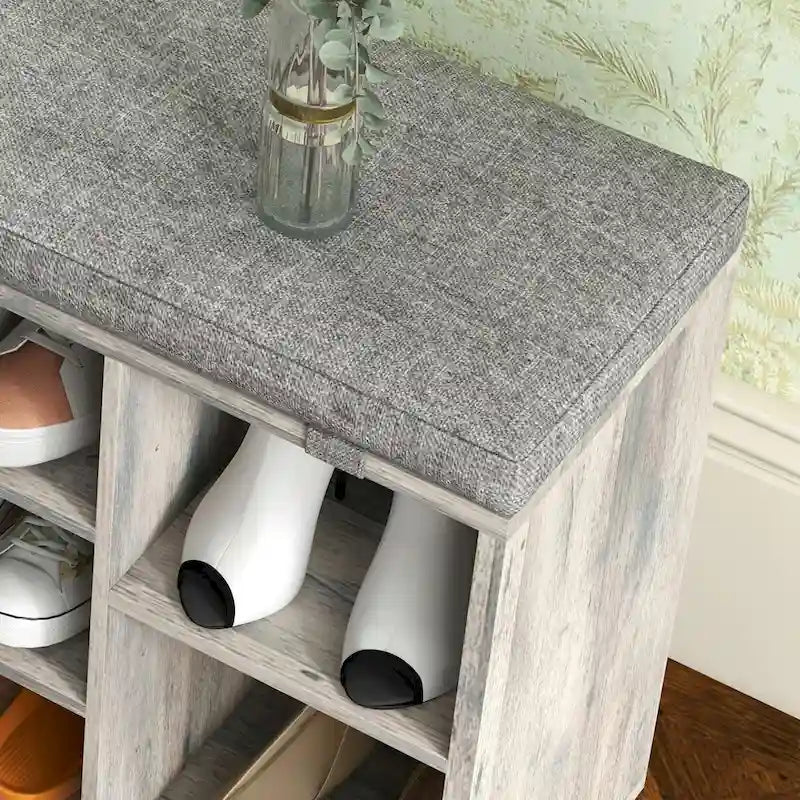 Entryway Shoe Bench with Storage, Padded Seat 40.9 inch
