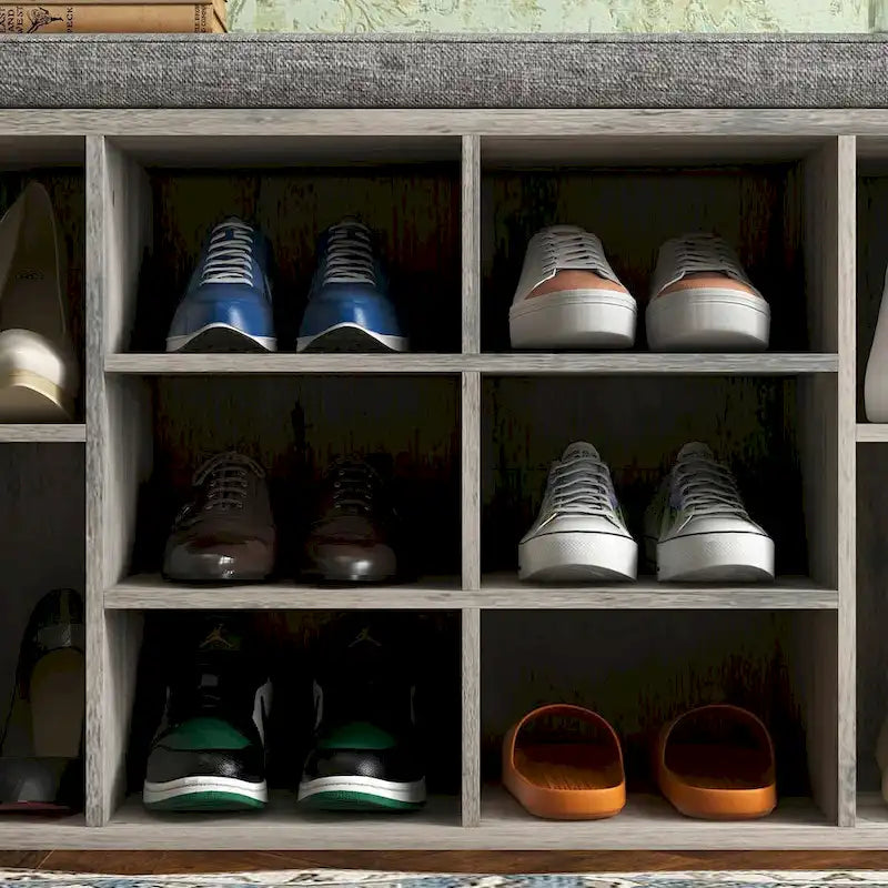 Entryway Shoe Bench with Storage, Padded Seat 40.9 inch