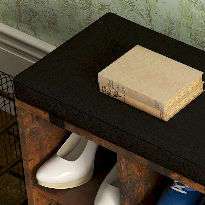 Entryway Shoe Bench with Storage, Padded Seat 40.9 inch