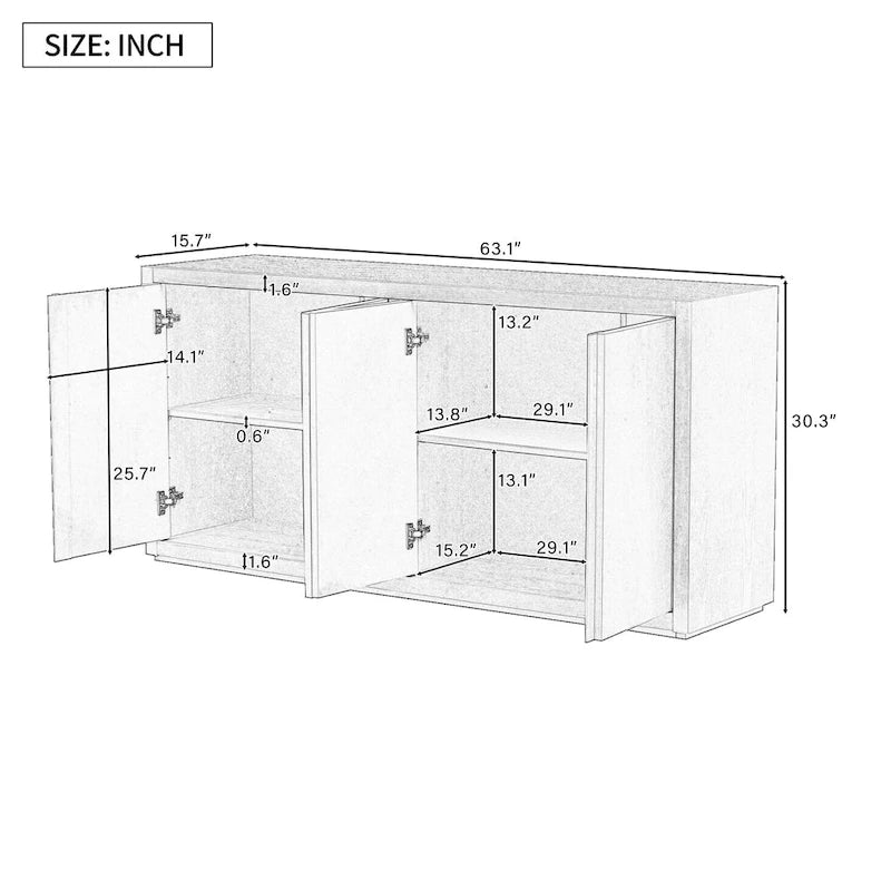 Four-Door Cabinet Sideboard with Ash Veneer