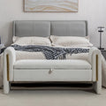 Velvet Fabric Storage Bench Bedroom Bench With Gold Metal Trim Strip For Living Room Bedroom Indoor