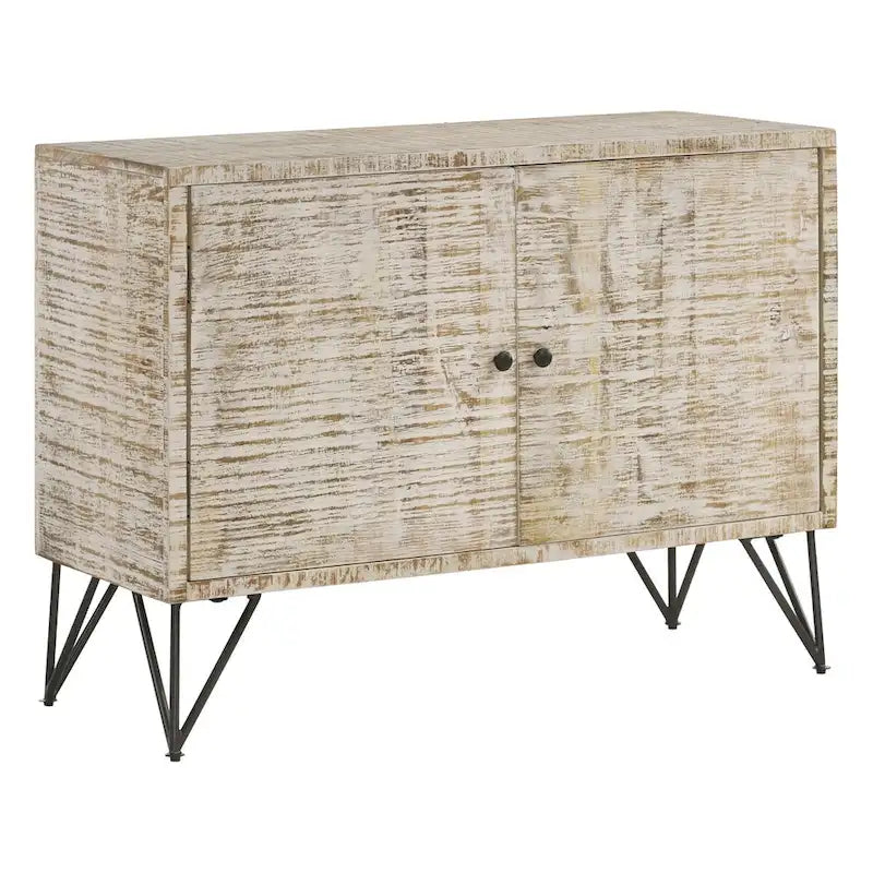 Komomo White Washed 1-Adjustable Shelf Accent Cabinet
