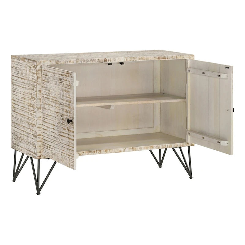 Komomo White Washed 1-Adjustable Shelf Accent Cabinet