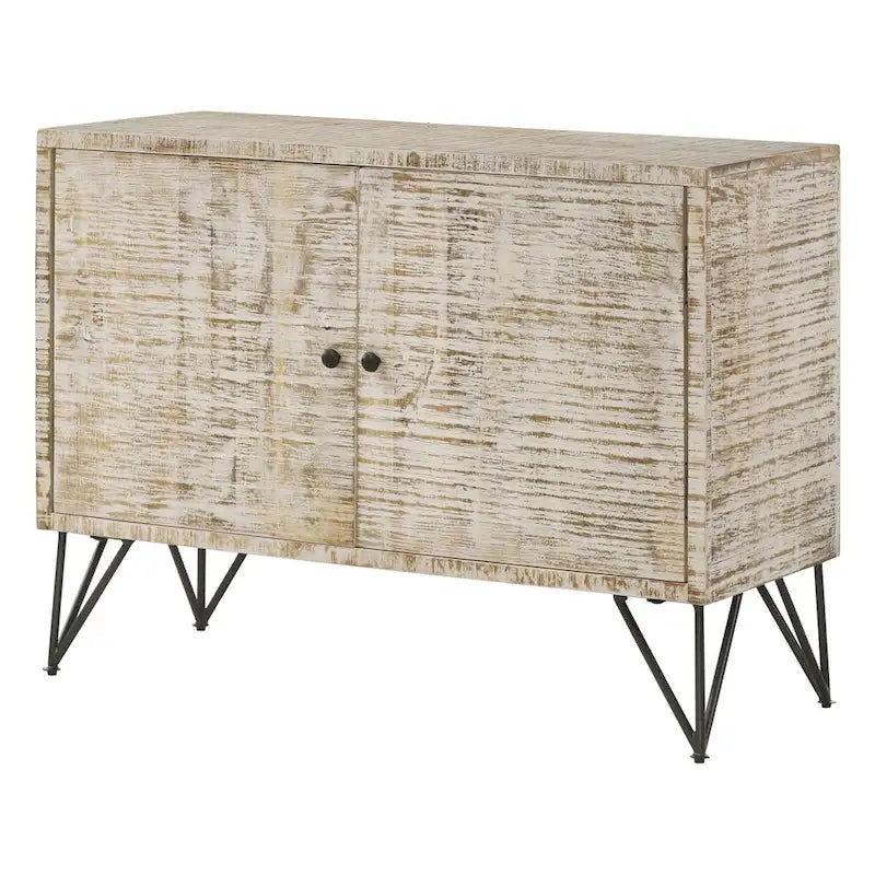 Komomo White Washed 1-Adjustable Shelf Accent Cabinet