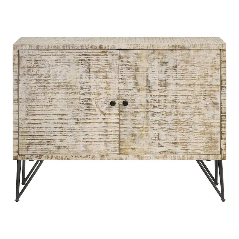 Komomo White Washed 1-Adjustable Shelf Accent Cabinet