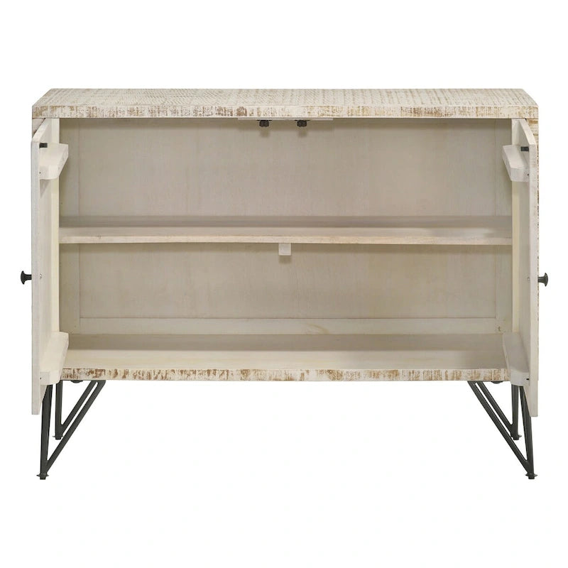Komomo White Washed 1-Adjustable Shelf Accent Cabinet