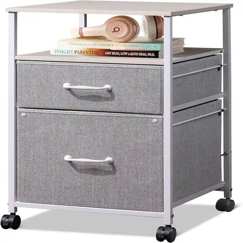 2 Drawer Mobile File Cabinet - 15.7D x 15.4W x 26.8H