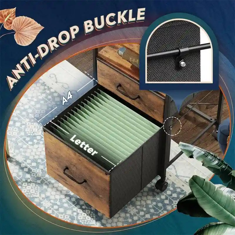 2 Drawer Mobile File Cabinet - 15.7D x 15.4W x 26.8H