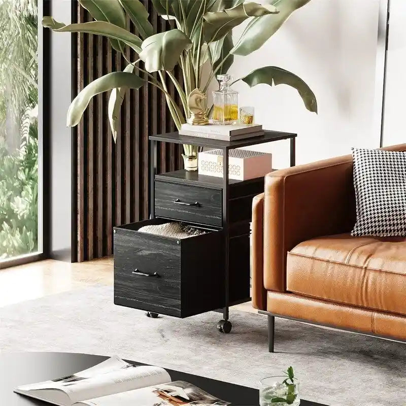 2 Drawer Mobile File Cabinet - 15.7D x 15.4W x 26.8H