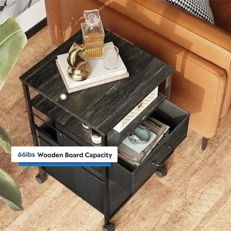 2 Drawer Mobile File Cabinet - 15.7D x 15.4W x 26.8H