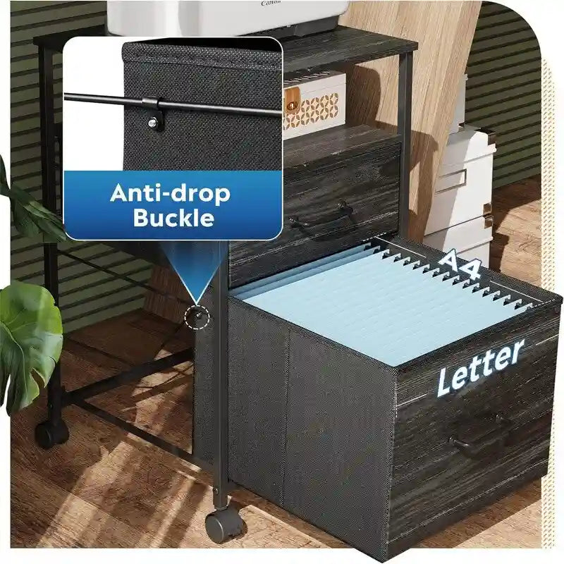2 Drawer Mobile File Cabinet - 15.7D x 15.4W x 26.8H