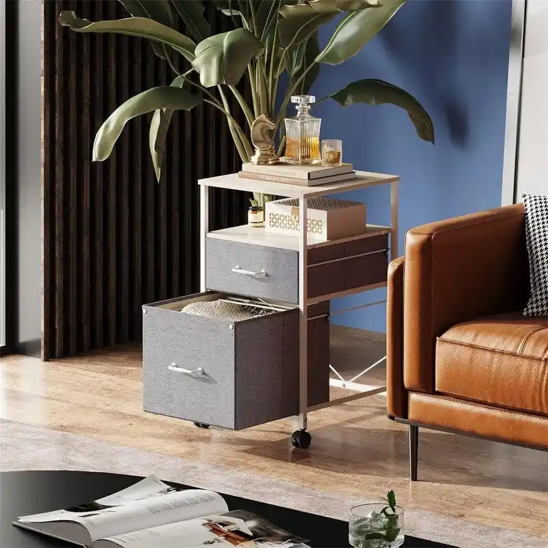 2 Drawer Mobile File Cabinet - 15.7D x 15.4W x 26.8H