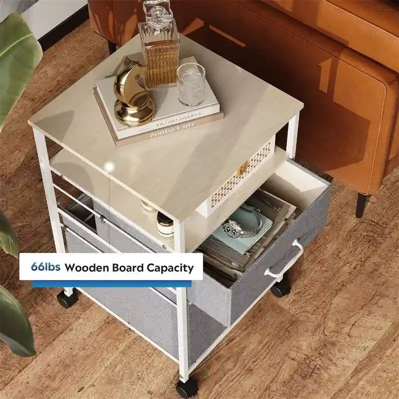 2 Drawer Mobile File Cabinet - 15.7D x 15.4W x 26.8H
