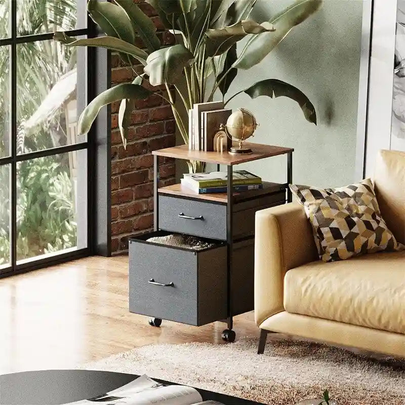 2 Drawer Mobile File Cabinet - 15.7D x 15.4W x 26.8H