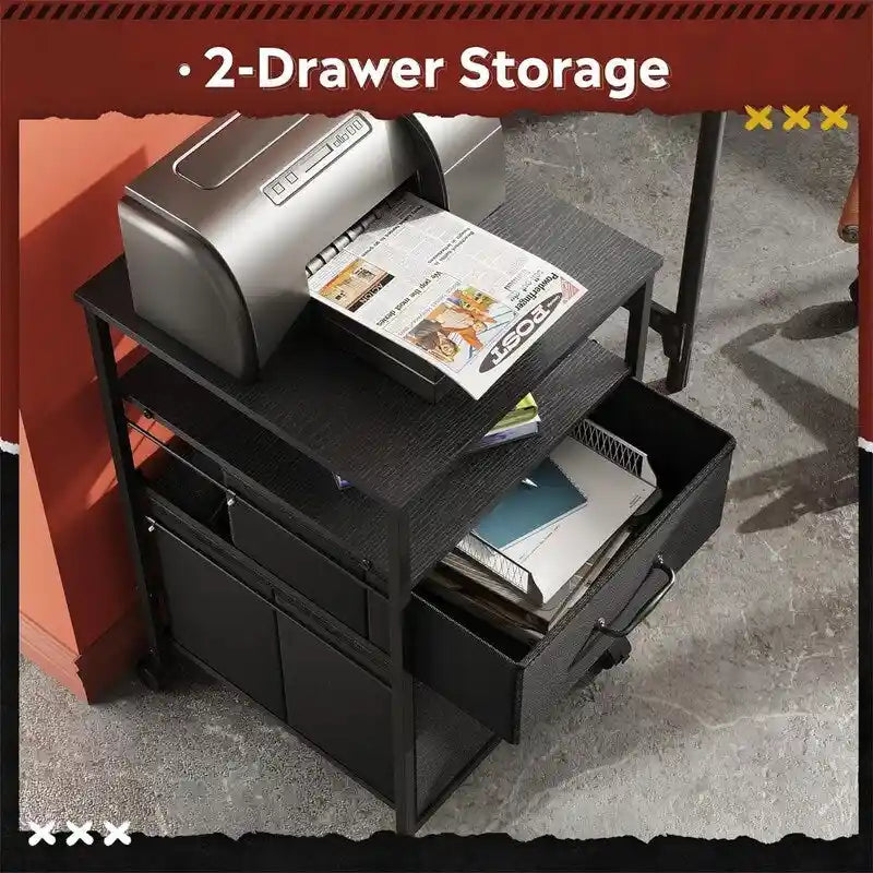 2 Drawer Mobile File Cabinet - 15.7D x 15.4W x 26.8H