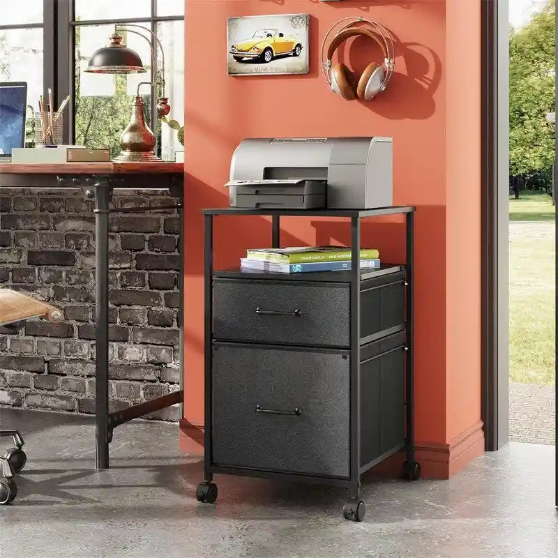 2 Drawer Mobile File Cabinet - 15.7D x 15.4W x 26.8H