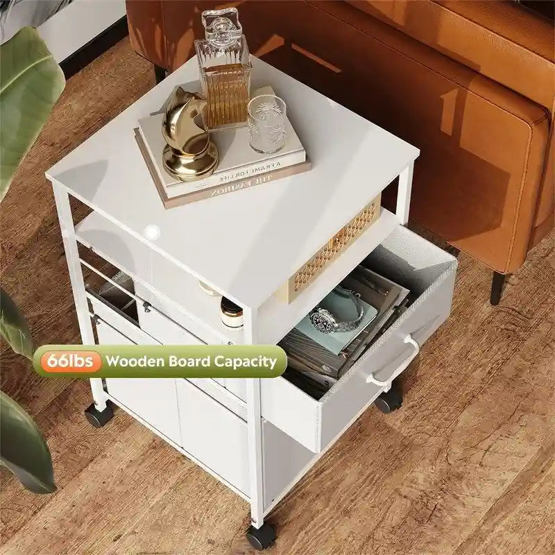 2 Drawer Mobile File Cabinet - 15.7D x 15.4W x 26.8H