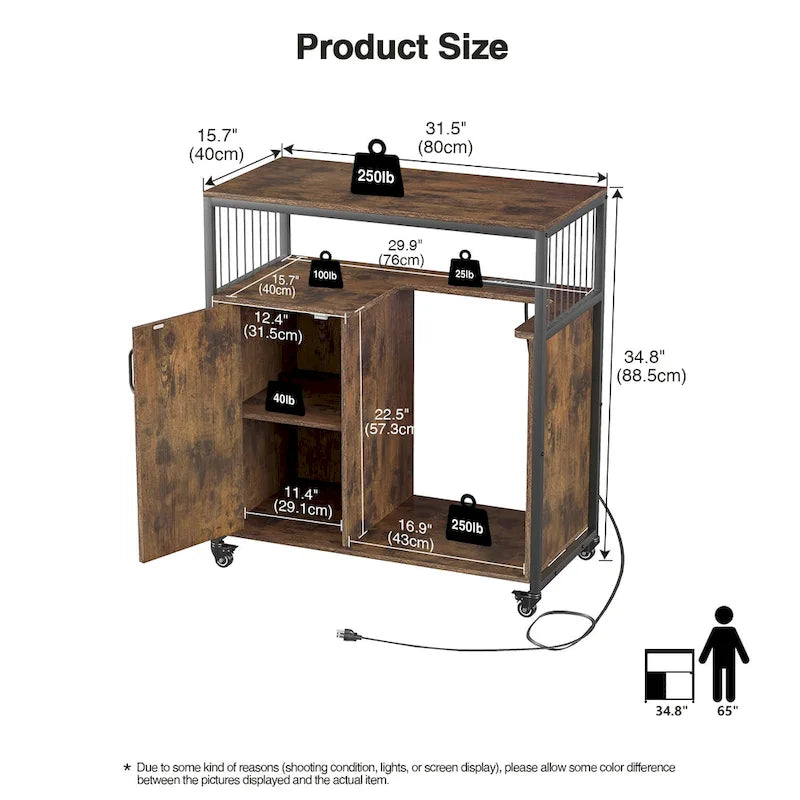 Anmytek Printer Stand with Storage Shelf Lateral Office Filing Cabinets with Socket and USB Charging Port