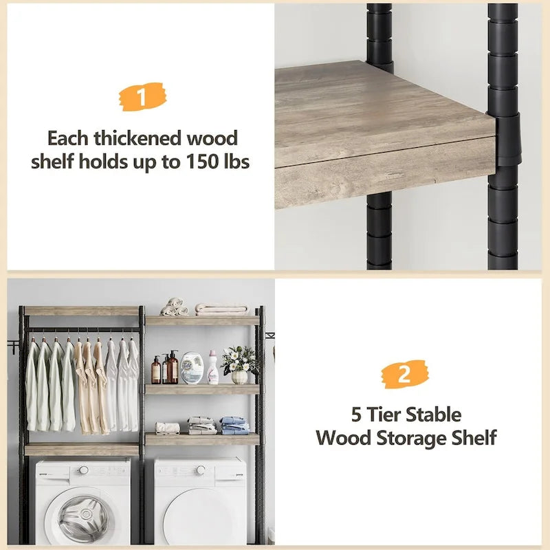 Over The Washer and Dryer Storage Shelf, Laundry Room Organization Racks