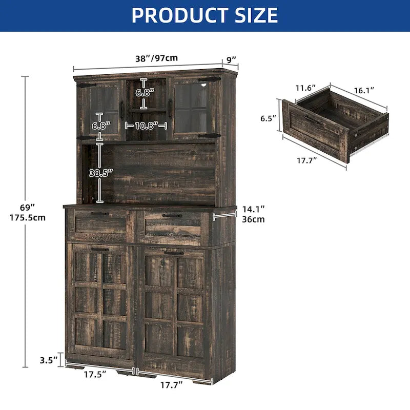 Farmhouse Kitchen Pantry Storage Cabinet