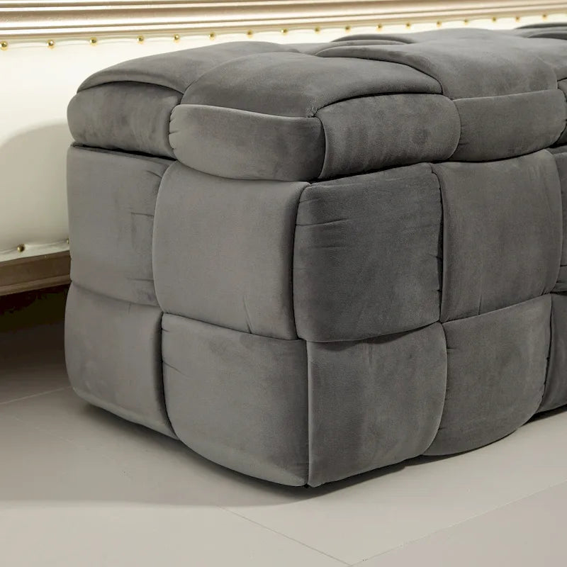 Storage Ottoman,Bedroom End Bench,Upholstered Fabric Storage Ottoman with Safety Hinge,Entryway Padded Footstool