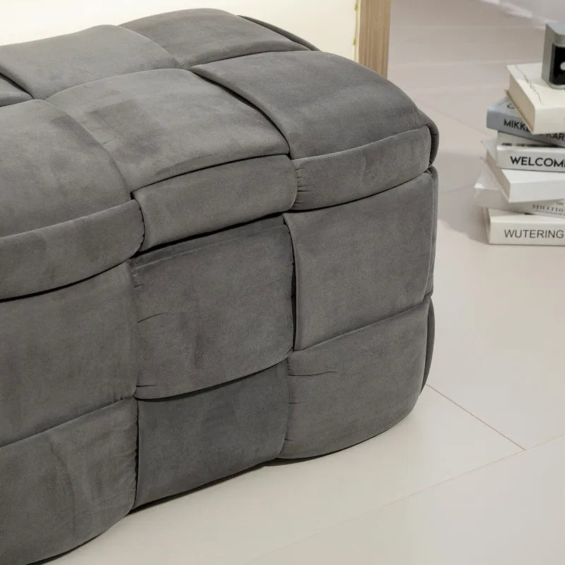 Storage Ottoman,Bedroom End Bench,Upholstered Fabric Storage Ottoman with Safety Hinge,Entryway Padded Footstool
