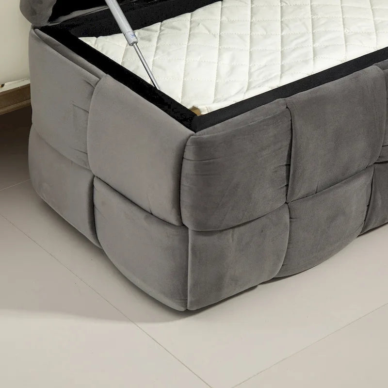 Storage Ottoman,Bedroom End Bench,Upholstered Fabric Storage Ottoman with Safety Hinge,Entryway Padded Footstool
