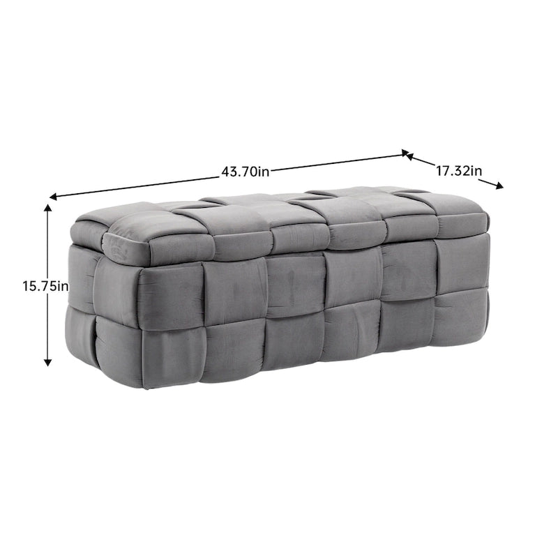 Storage Ottoman,Bedroom End Bench,Upholstered Fabric Storage Ottoman with Safety Hinge,Entryway Padded Footstool