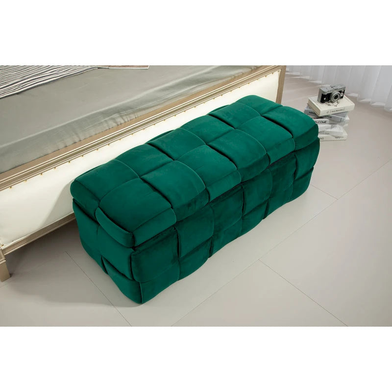 Storage Ottoman,Bedroom End Bench,Upholstered Fabric Storage Ottoman with Safety Hinge,Entryway Padded Footstool