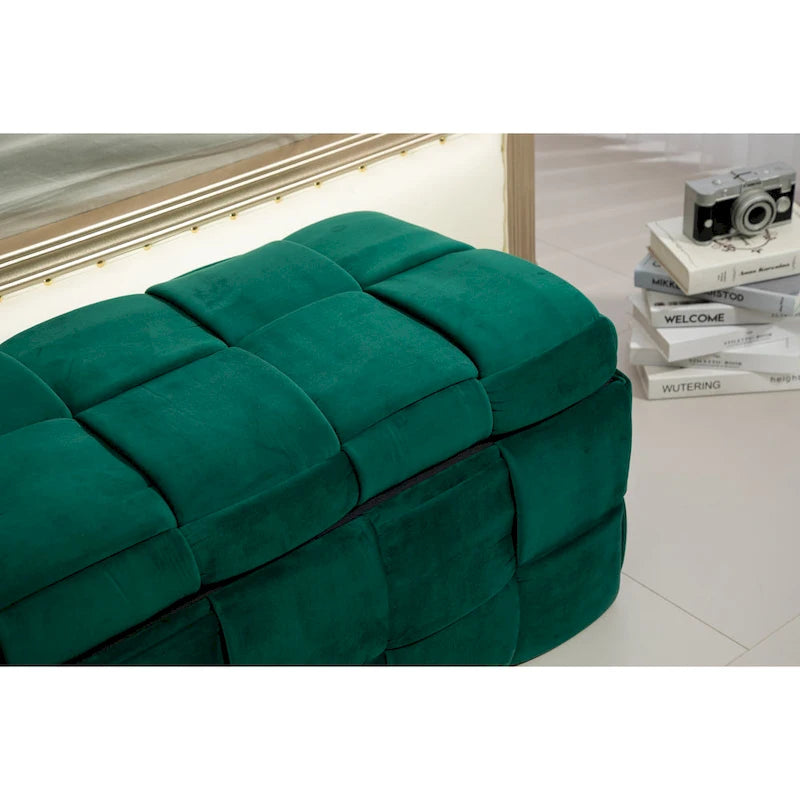 Storage Ottoman,Bedroom End Bench,Upholstered Fabric Storage Ottoman with Safety Hinge,Entryway Padded Footstool