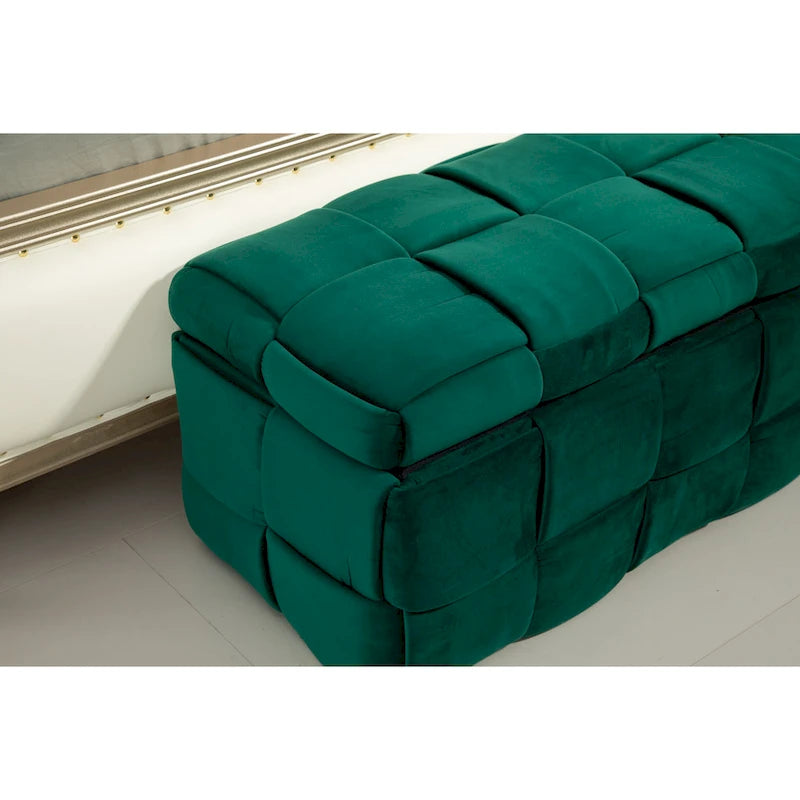 Storage Ottoman,Bedroom End Bench,Upholstered Fabric Storage Ottoman with Safety Hinge,Entryway Padded Footstool