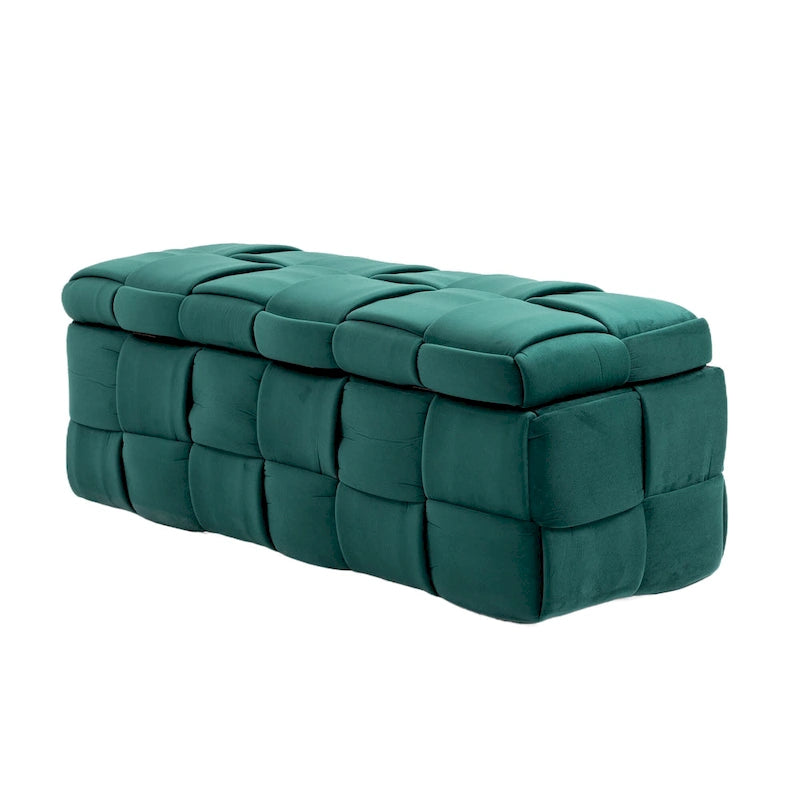Storage Ottoman,Bedroom End Bench,Upholstered Fabric Storage Ottoman with Safety Hinge,Entryway Padded Footstool