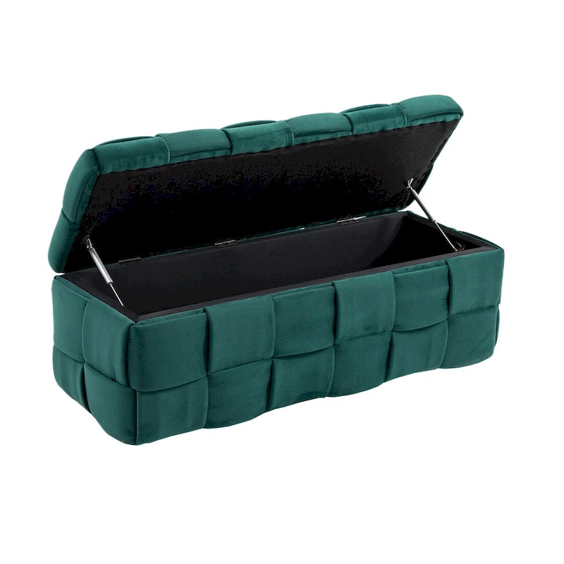 Storage Ottoman,Bedroom End Bench,Upholstered Fabric Storage Ottoman with Safety Hinge,Entryway Padded Footstool