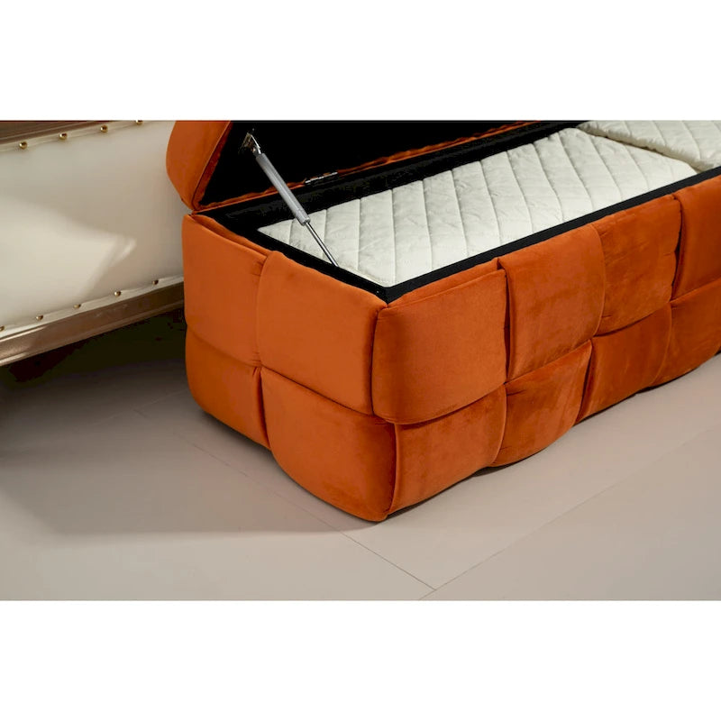 Storage Ottoman,Bedroom End Bench,Upholstered Fabric Storage Ottoman with Safety Hinge,Entryway Padded Footstool
